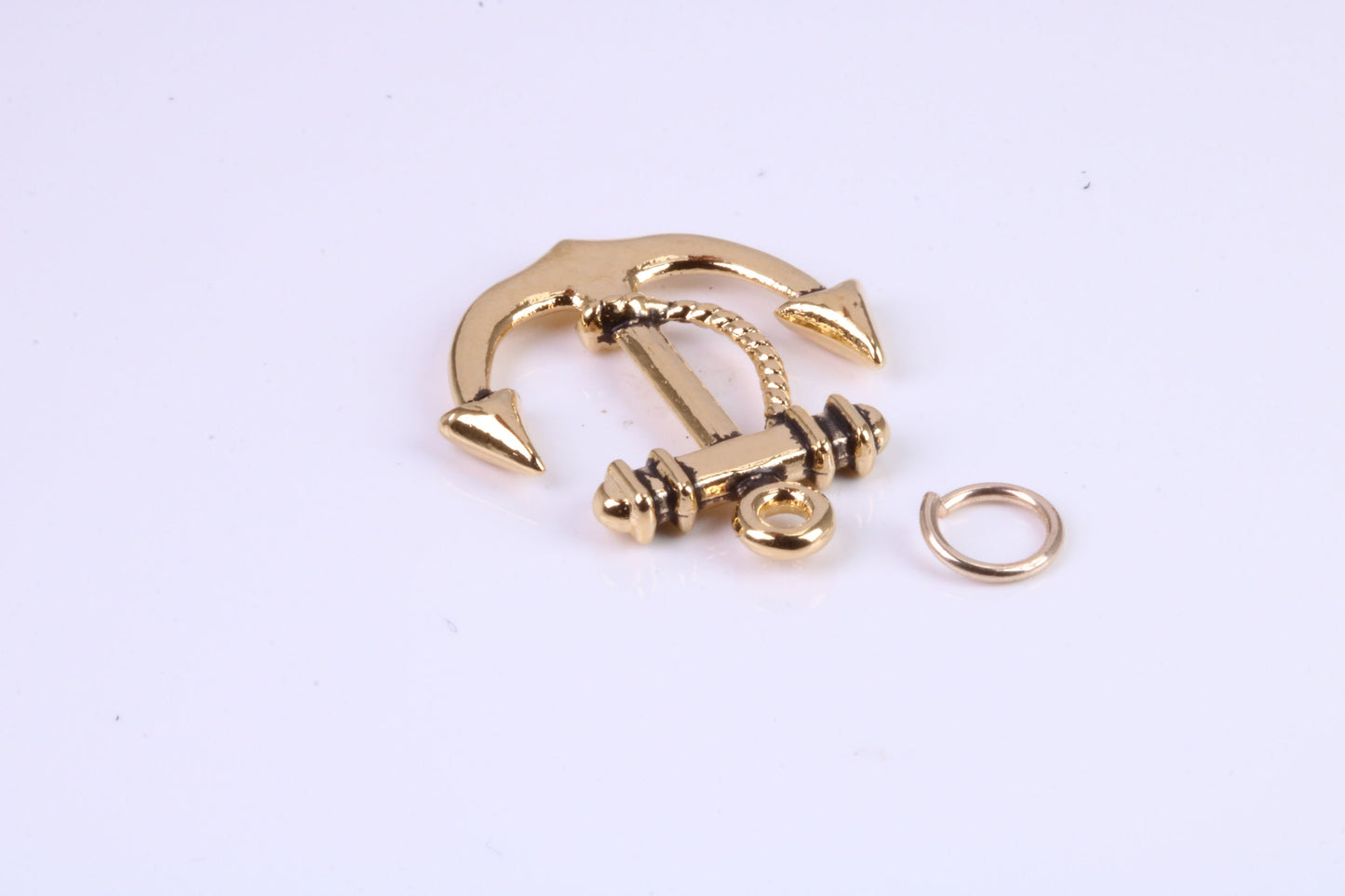 Anchor Charm, Traditional Charm, Made from Solid Cast Yellow Gold, British Hallmarked, Complete with Attachment Link