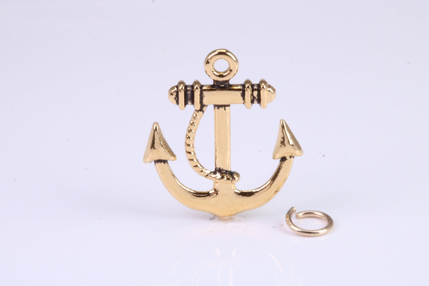 Anchor Charm, Traditional Charm, Made from Solid Cast Yellow Gold, British Hallmarked, Complete with Attachment Link