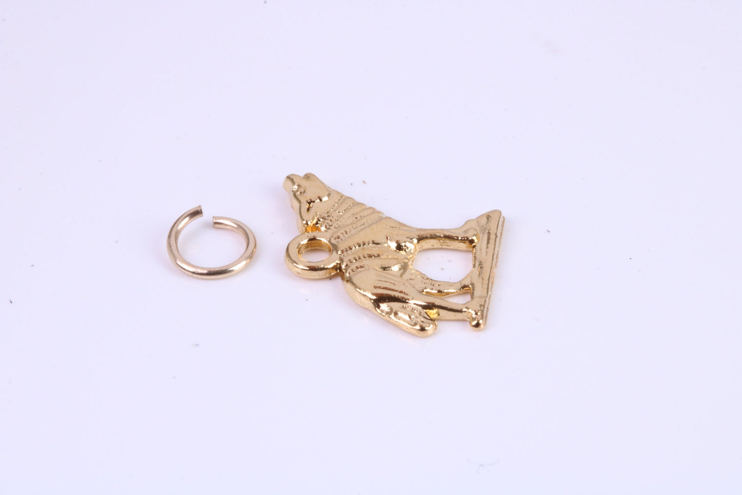 Wolf Charm, Traditional Charm, Made from Solid Cast Yellow Gold, British Hallmarked, Complete with Attachment Link