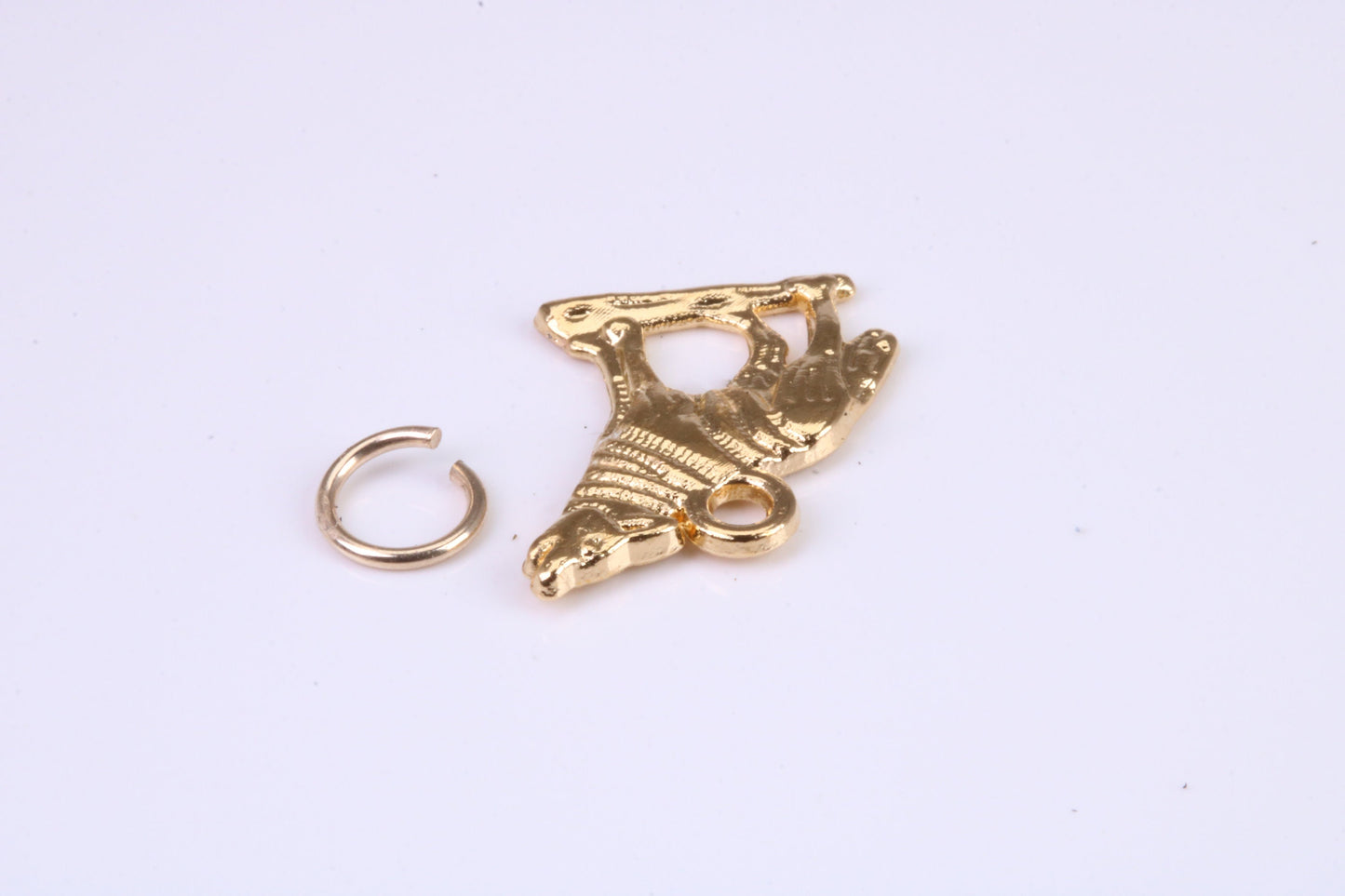 Wolf Charm, Traditional Charm, Made from Solid Cast Yellow Gold, British Hallmarked, Complete with Attachment Link