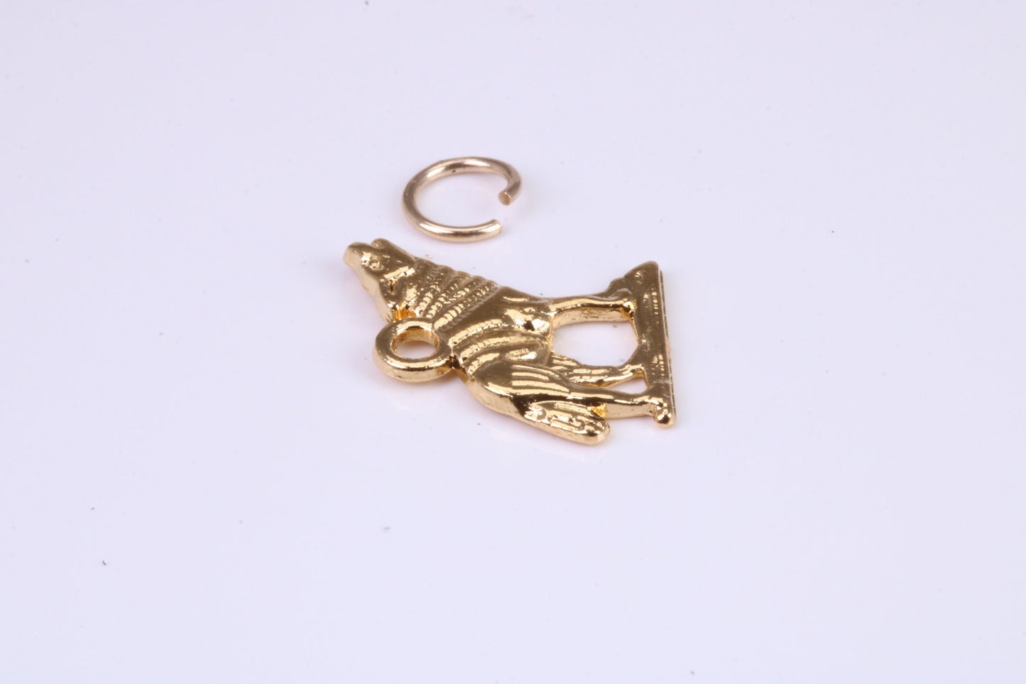 Wolf Charm, Traditional Charm, Made from Solid Cast Yellow Gold, British Hallmarked, Complete with Attachment Link