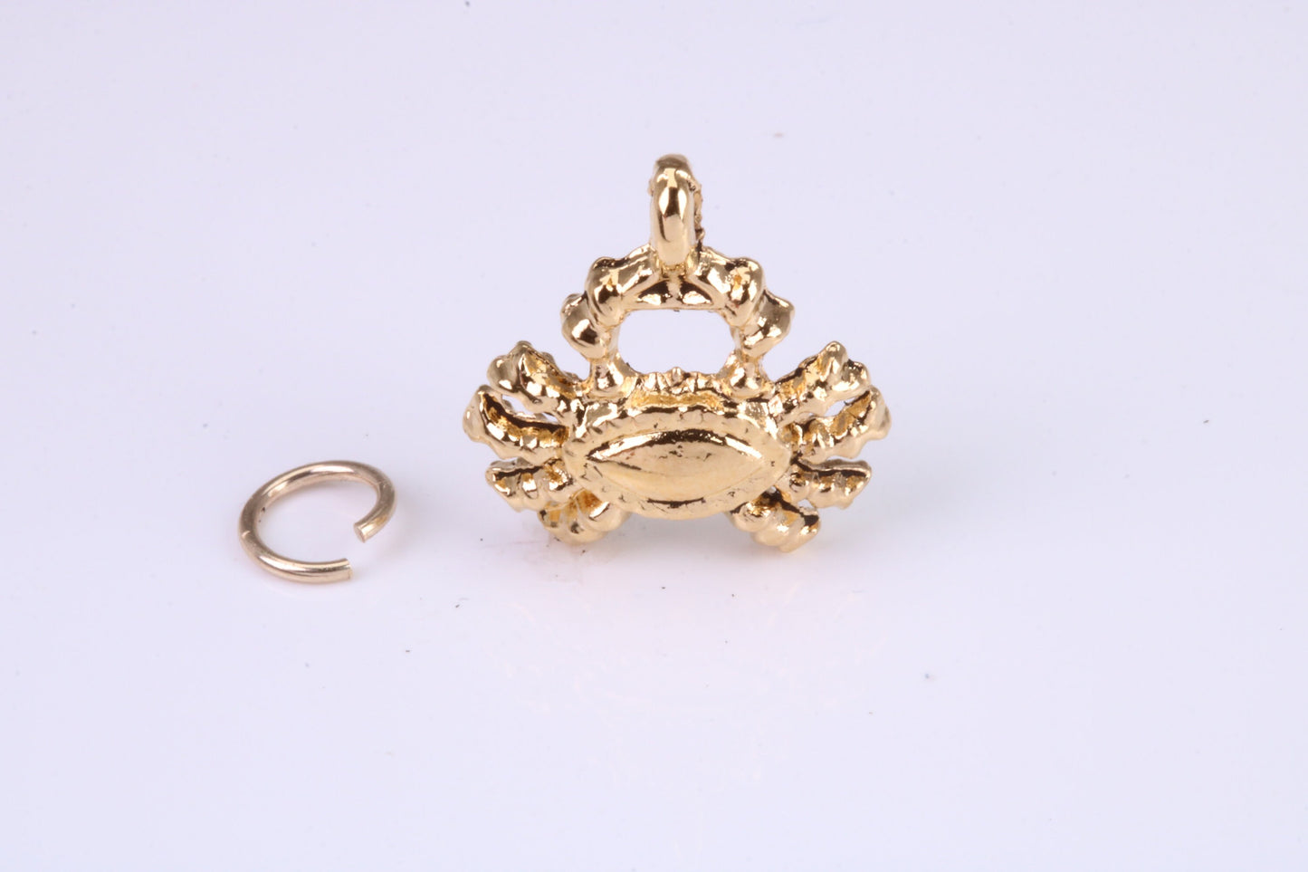 Crab Charm, Traditional Charm, Made from Solid Cast Yellow Gold, British Hallmarked, Complete with Attachment Link