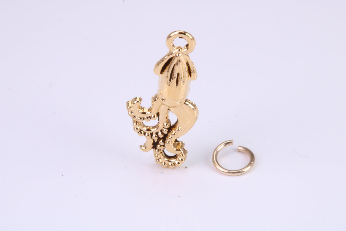 Squid Charm, Traditional Charm, Made from Solid Cast Yellow Gold, British Hallmarked