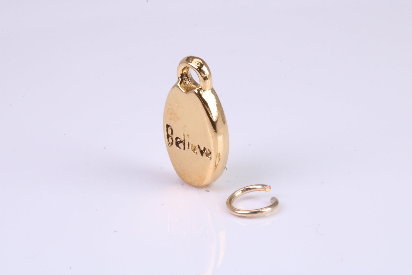 Believe Charm, Traditional Charm, Made from Solid Cast British Hallmarked Yellow Gold