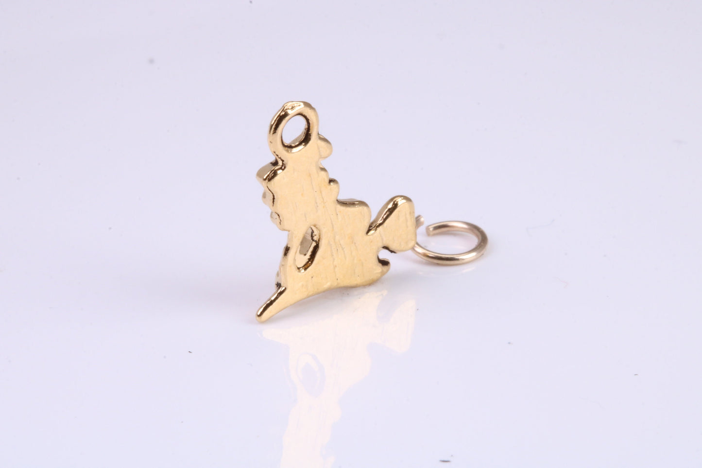 Witch on Broom Stick Charm, Traditional Charm, Made from Solid Cast British Hallmarked Yellow Gold