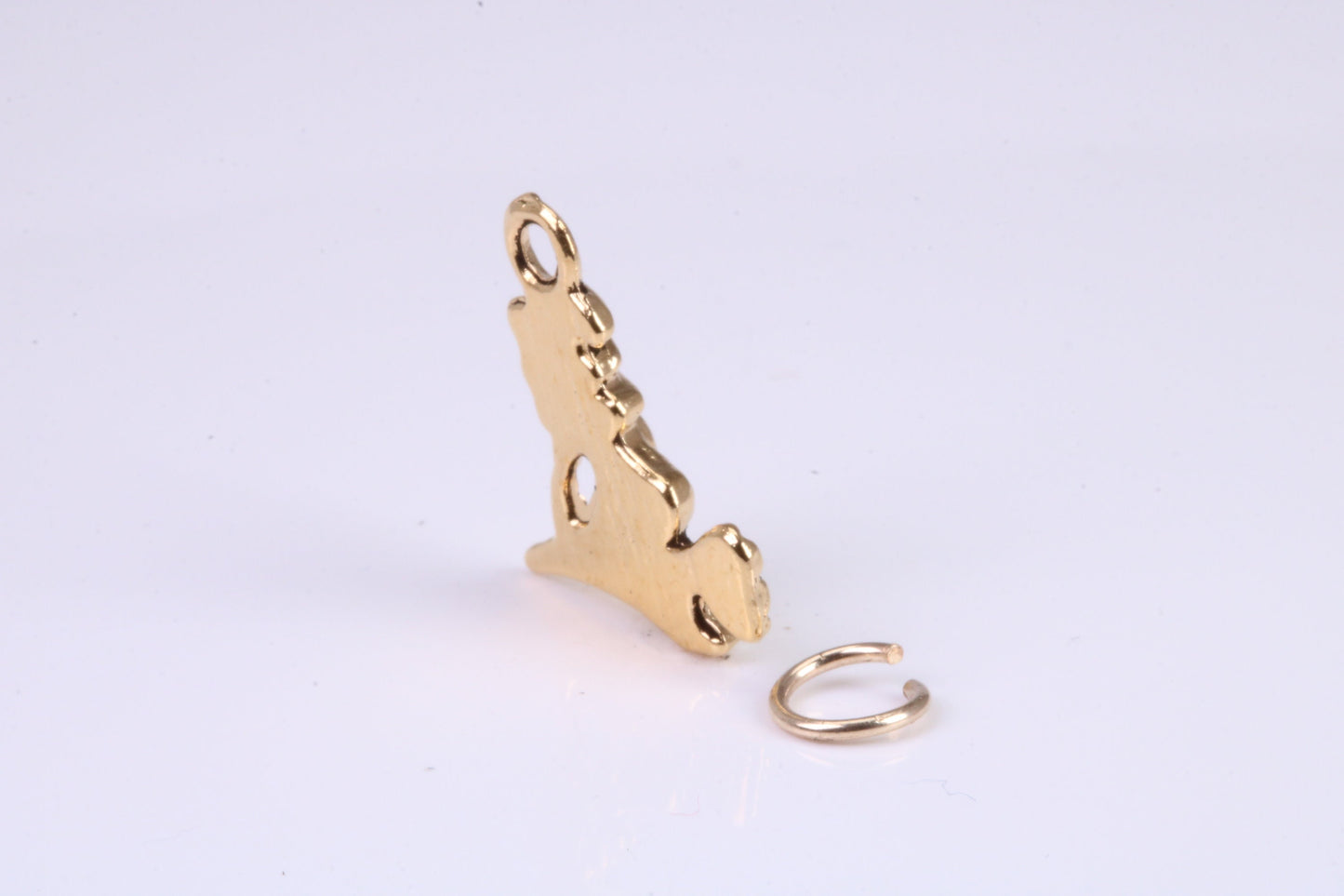 Witch on Broom Stick Charm, Traditional Charm, Made from Solid Cast British Hallmarked Yellow Gold