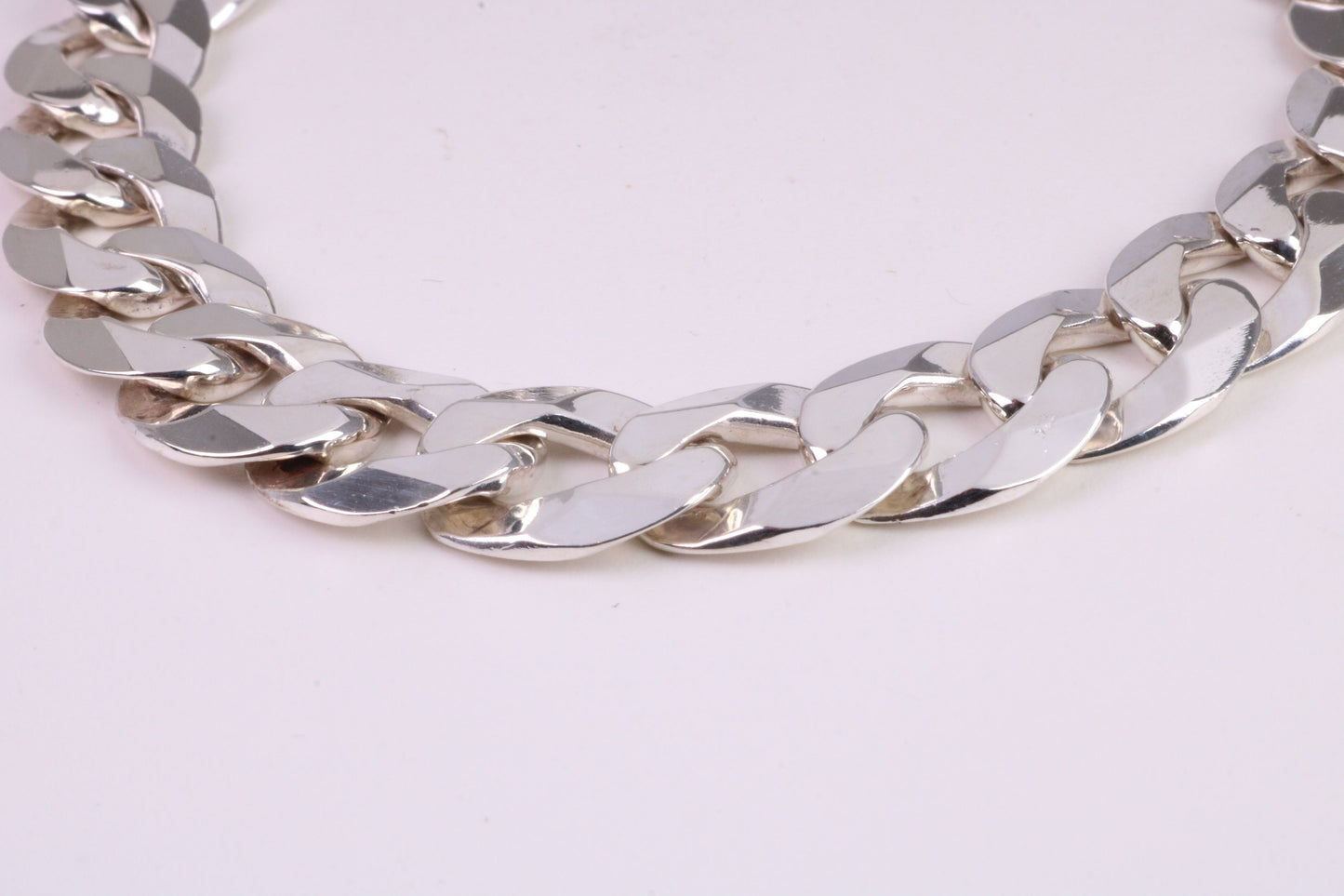 Gents Heavy Diamond cut Curb Link Bracelet, Made from solid Sterling Silver, 9 Inches Long and 12 mm Wide, British Hallmarked