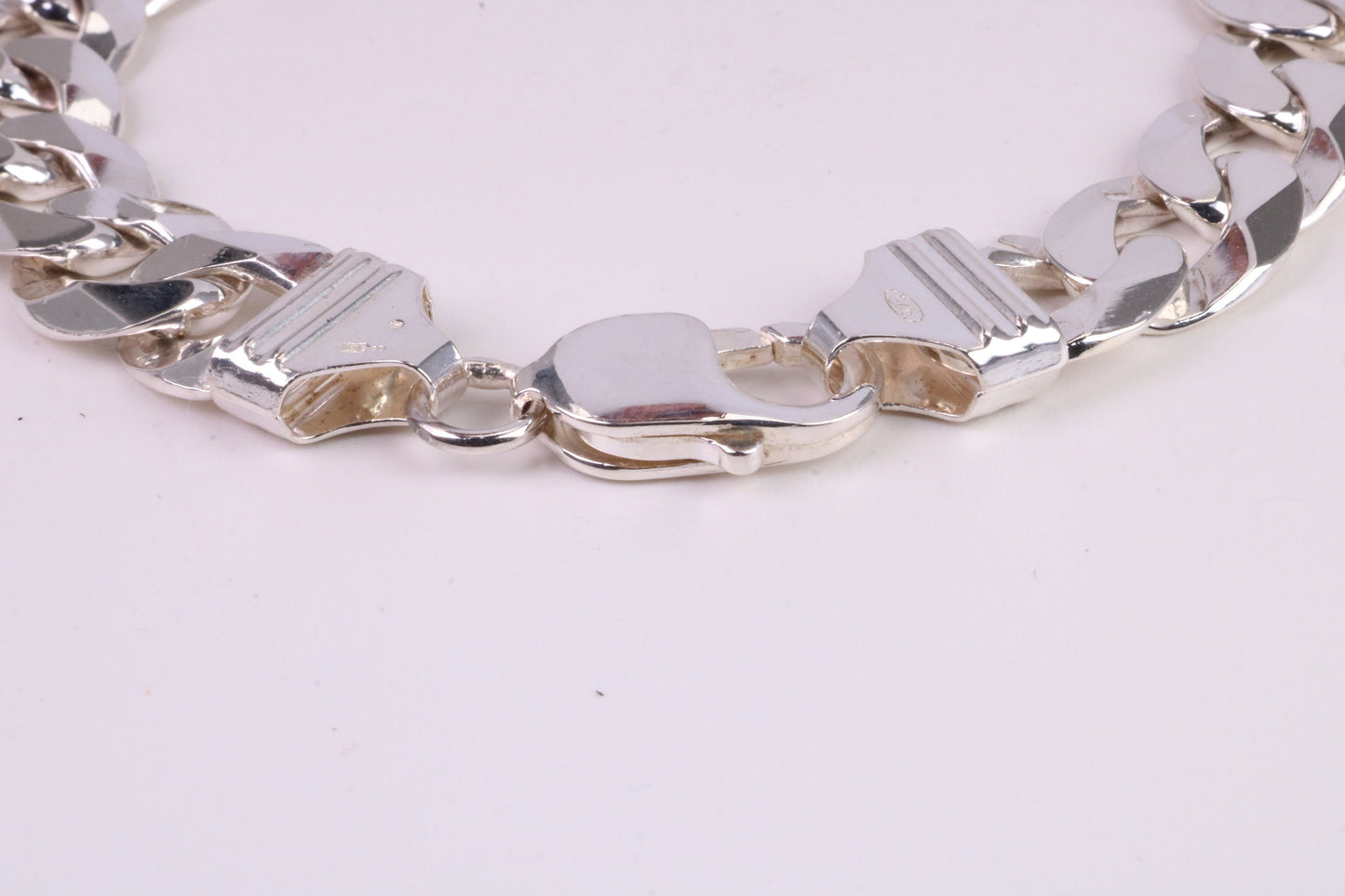 Gents Heavy Diamond cut Curb Link Bracelet, Made from solid Sterling Silver, 9 Inches Long and 12 mm Wide, British Hallmarked