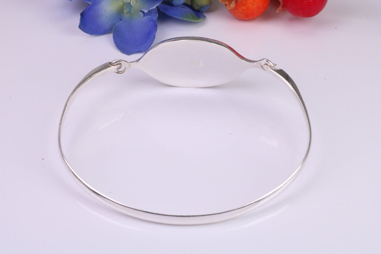 Black Onyx set Oval Solid Silver Bangle