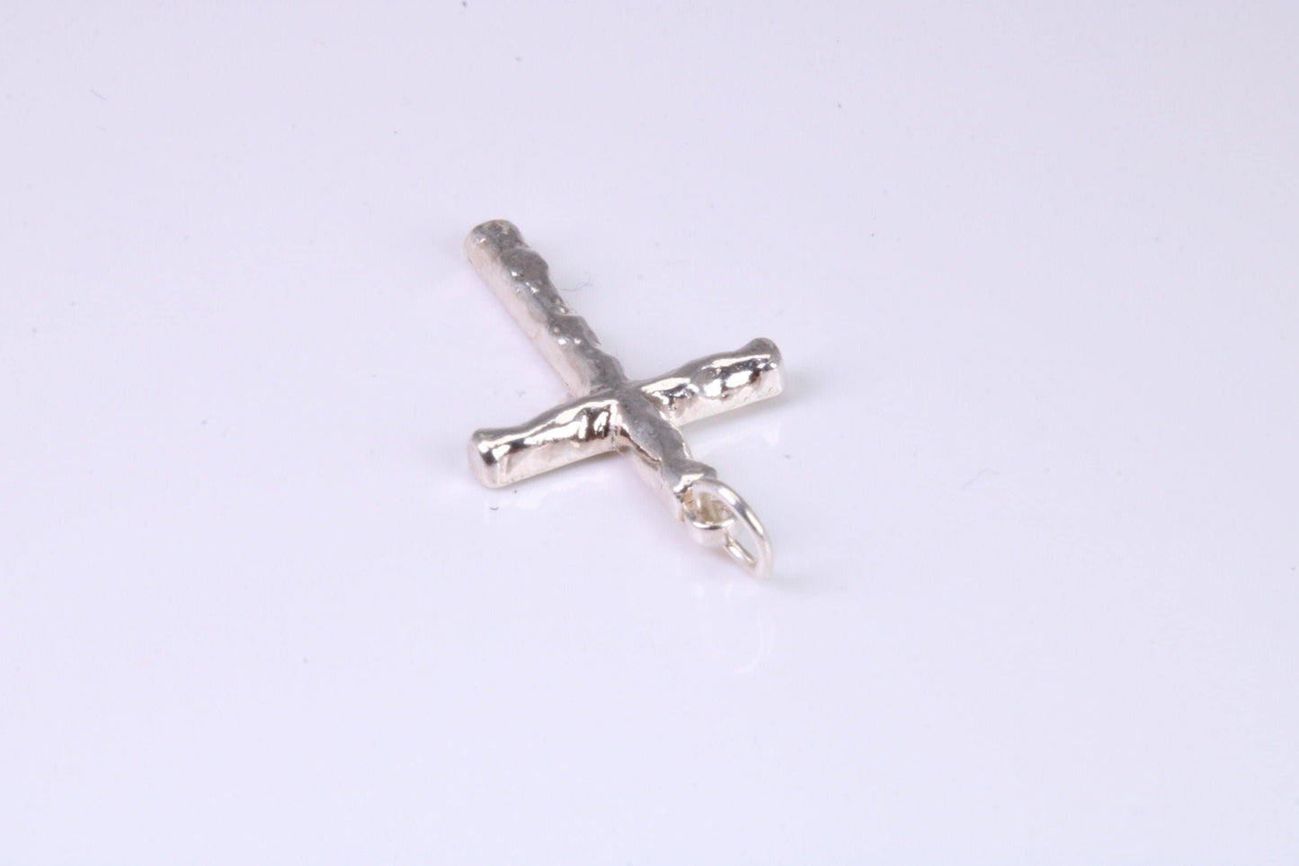 Small Bark Effect Sterling Silver Cross Necklace