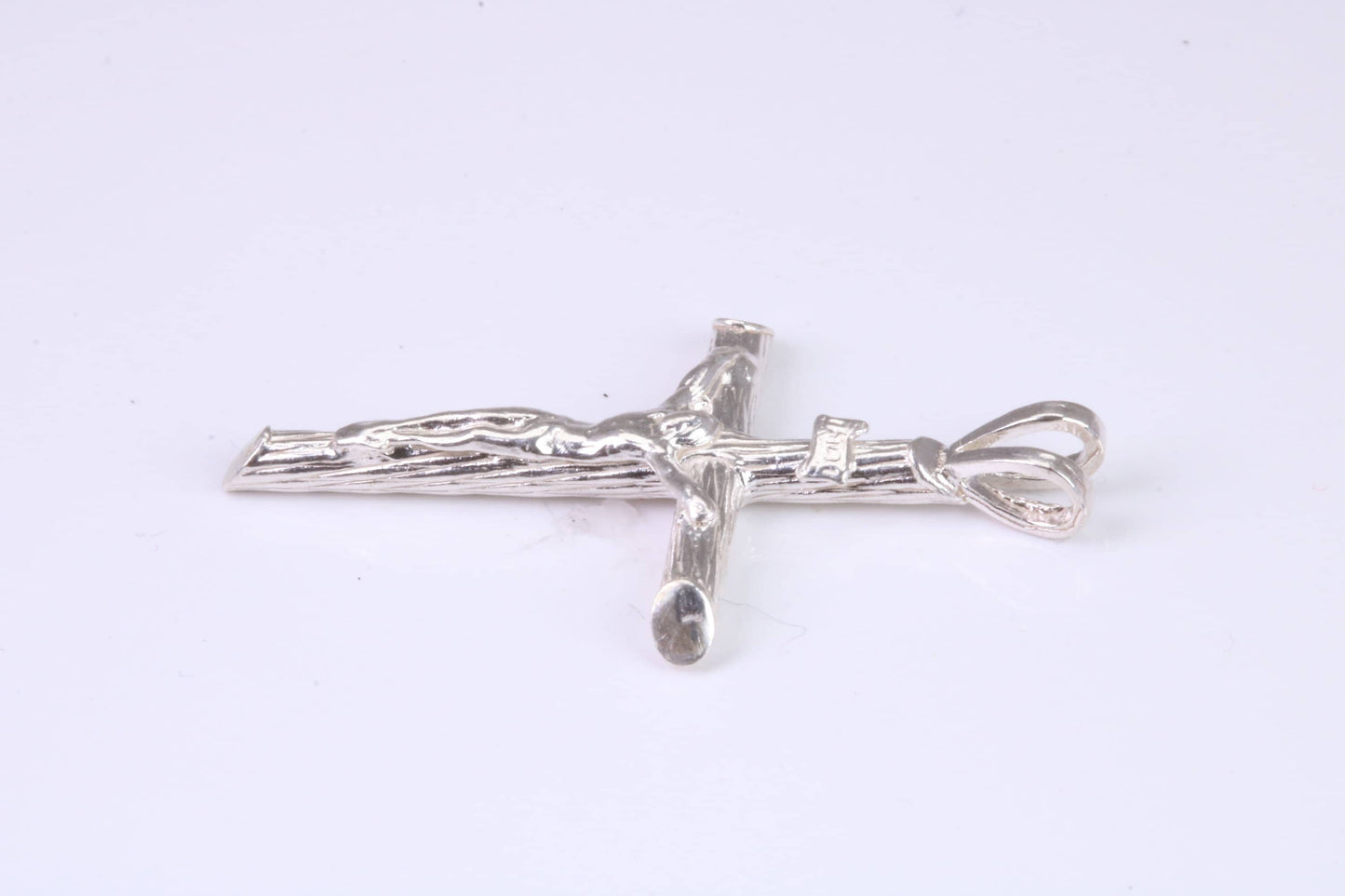Small Silver Crucifix with Bark Effect Finish