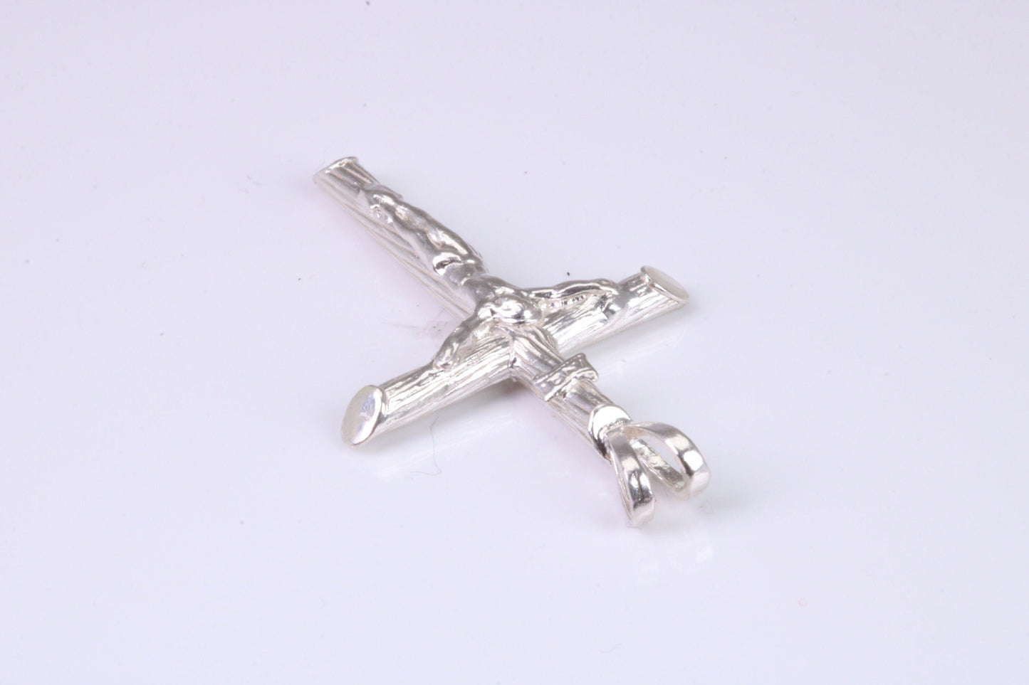Small Silver Crucifix with Bark Effect Finish