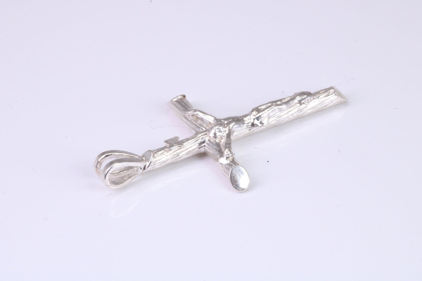 Small Silver Crucifix with Bark Effect Finish