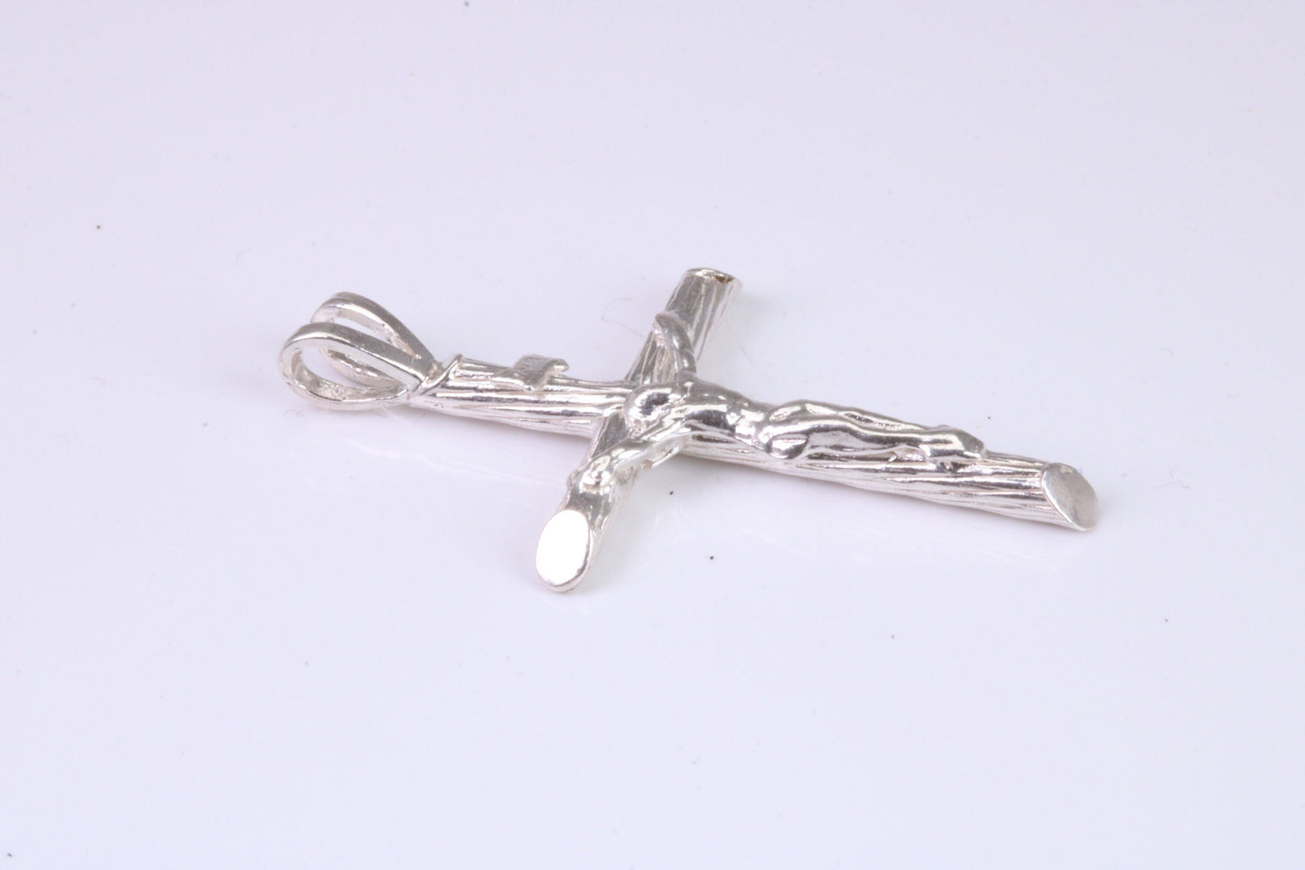 Small Silver Crucifix with Bark Effect Finish