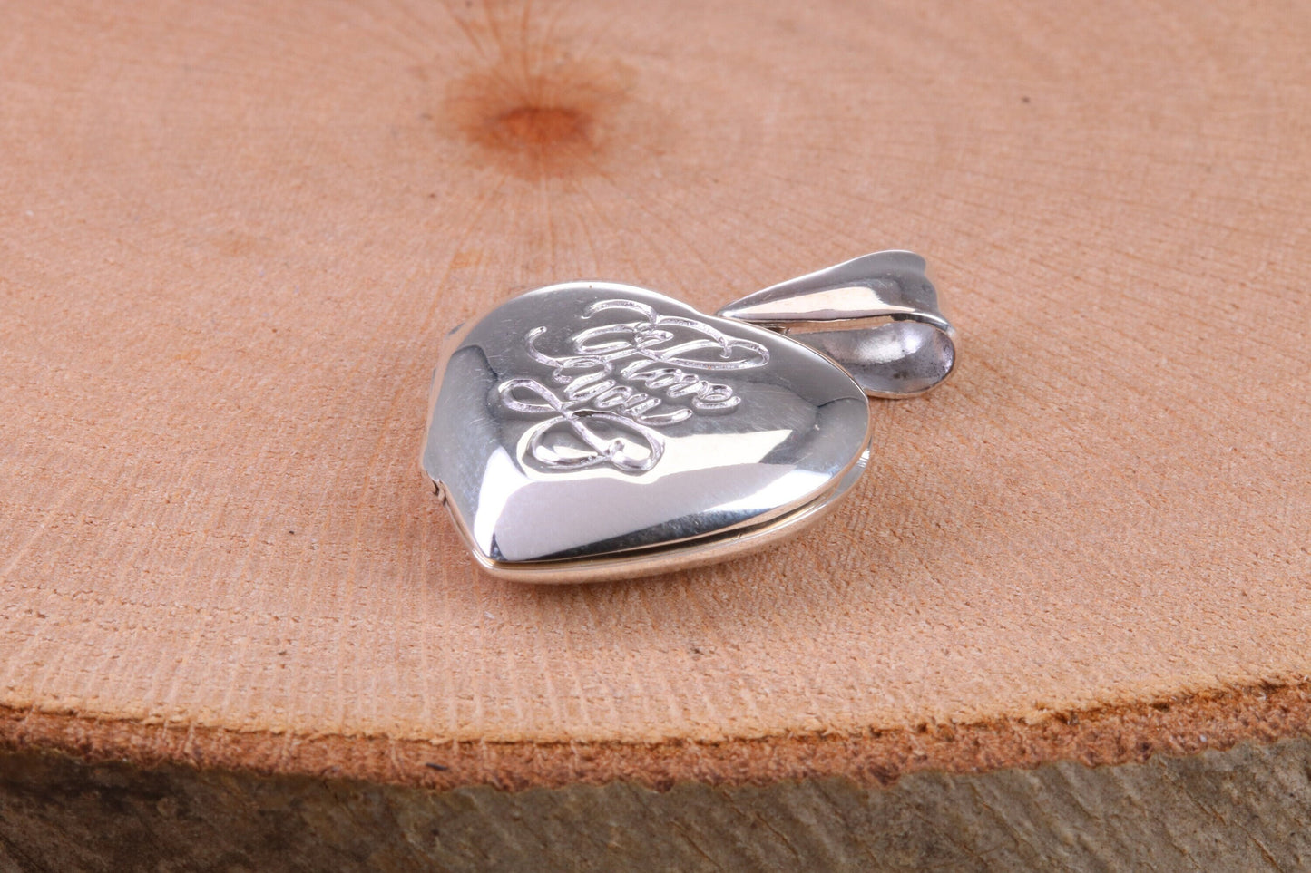 21 mm Heart Shaped Locket, Made from Solid Sterling Silver, Engraved I Love You