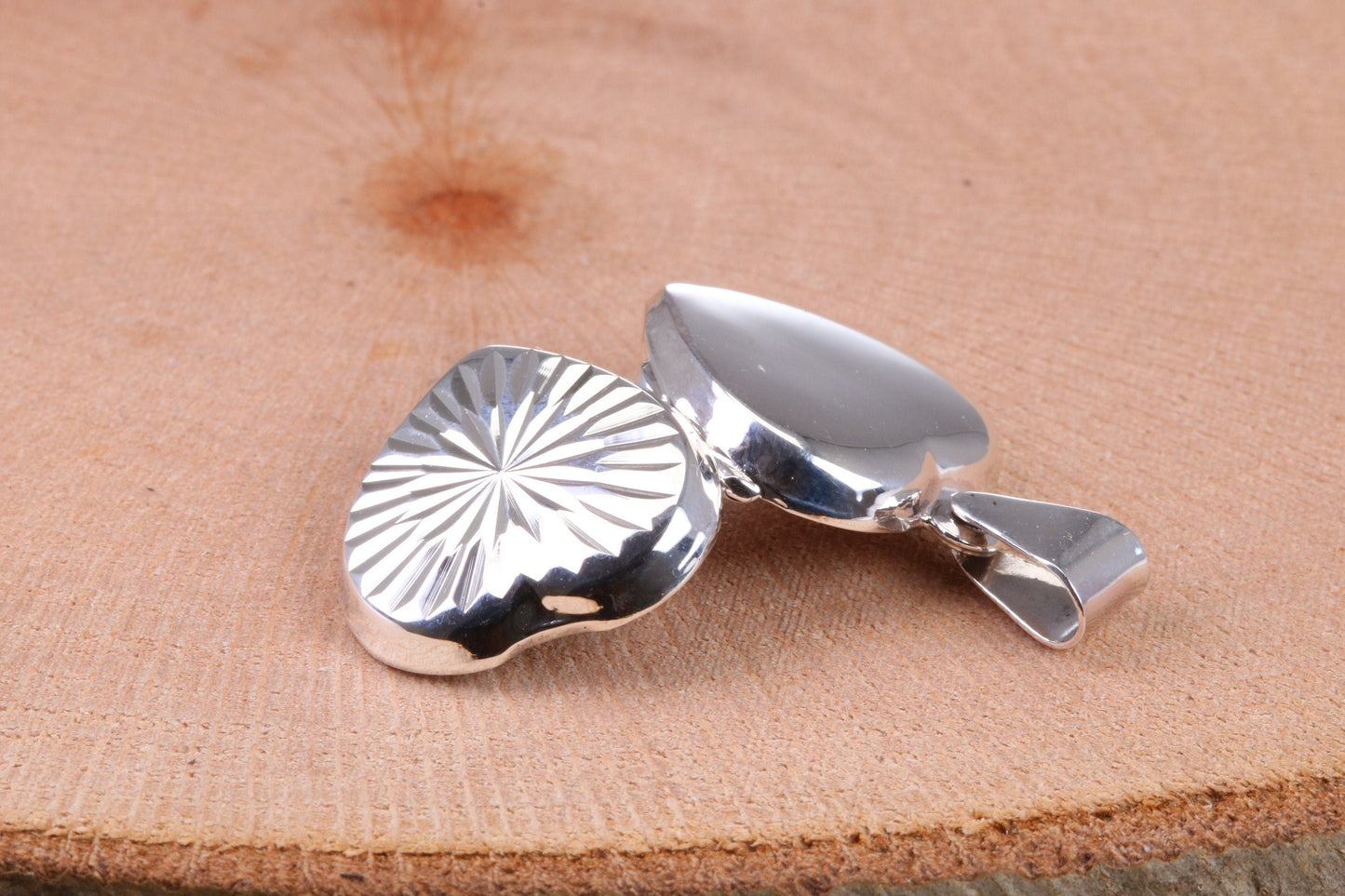 17 mm Diamond cut Heart Shaped Locket, Made from Solid Sterling Silver