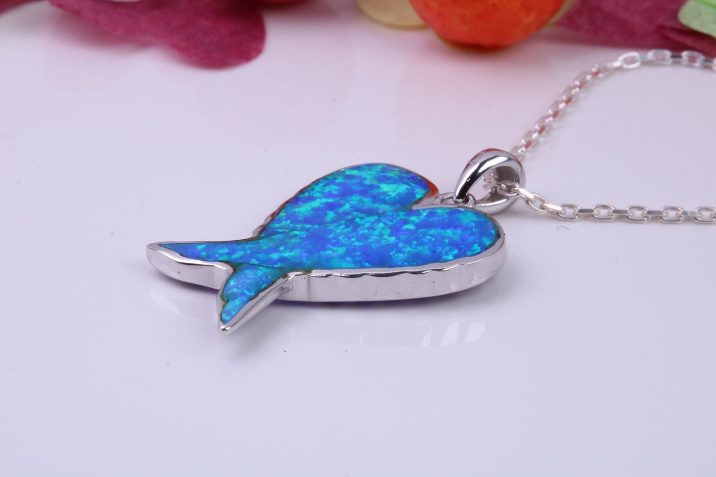 Angel Wings Blue Opal set Necklace, made from solid Sterling Silver