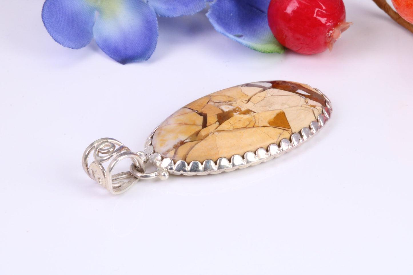Large Wild Horse Magnesite Pendant set in Sterling Silver