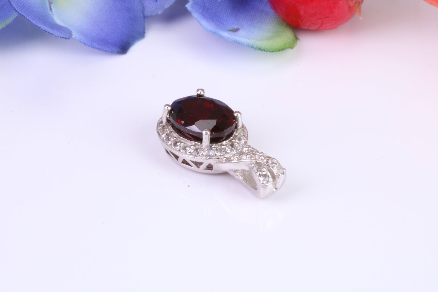 Sterling Silver Garnet and C Z set Necklace
