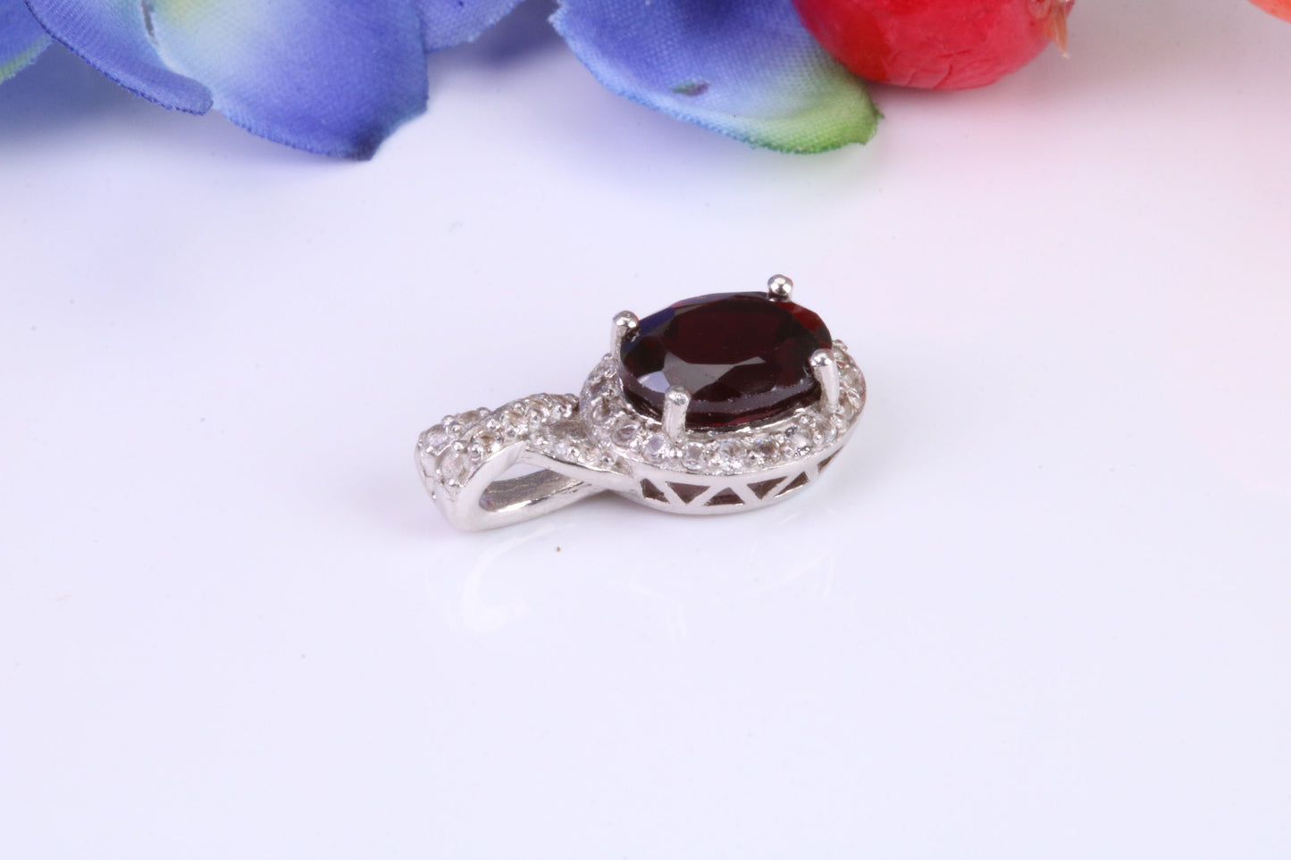 Sterling Silver Garnet and C Z set Necklace