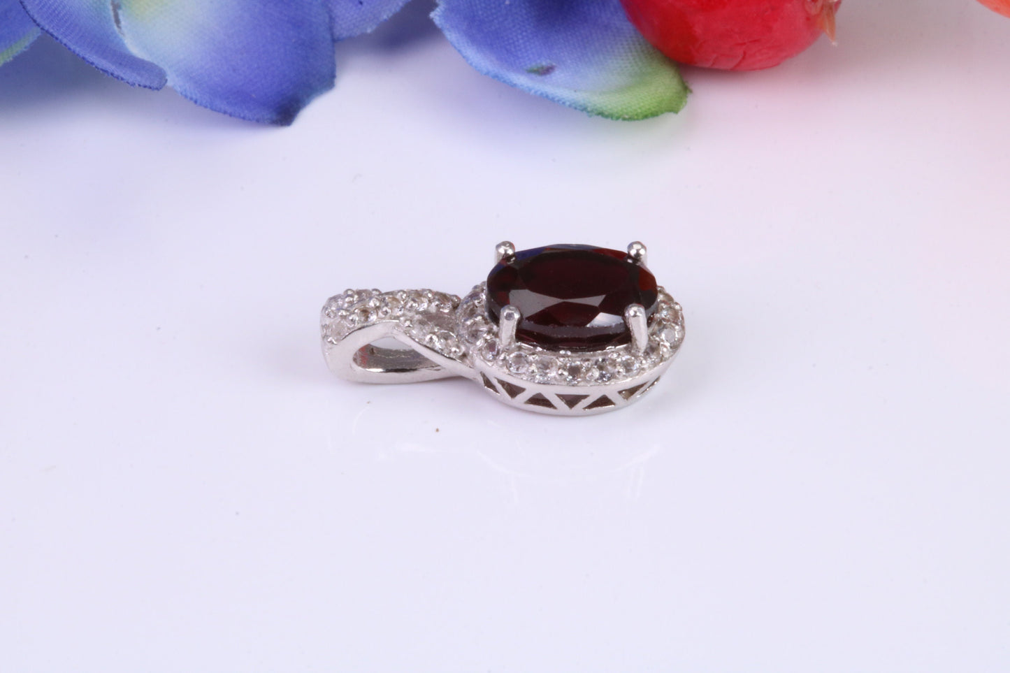 Sterling Silver Garnet and C Z set Necklace