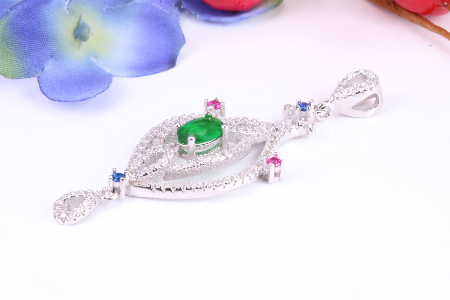 Large Dressy Sterling Silver C Z set Necklace