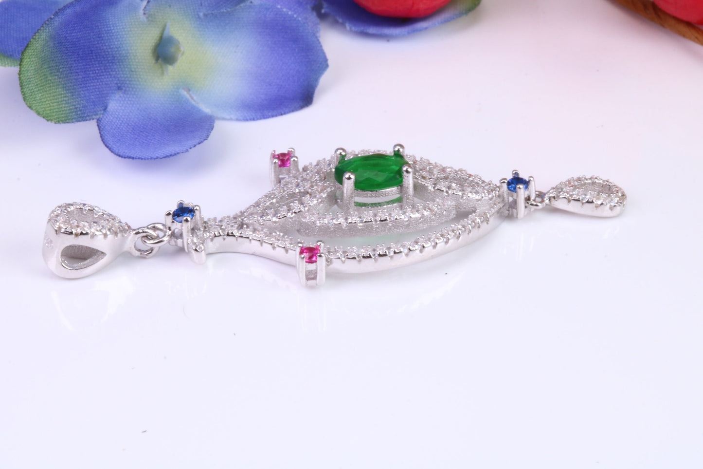 Large Dressy Sterling Silver C Z set Necklace