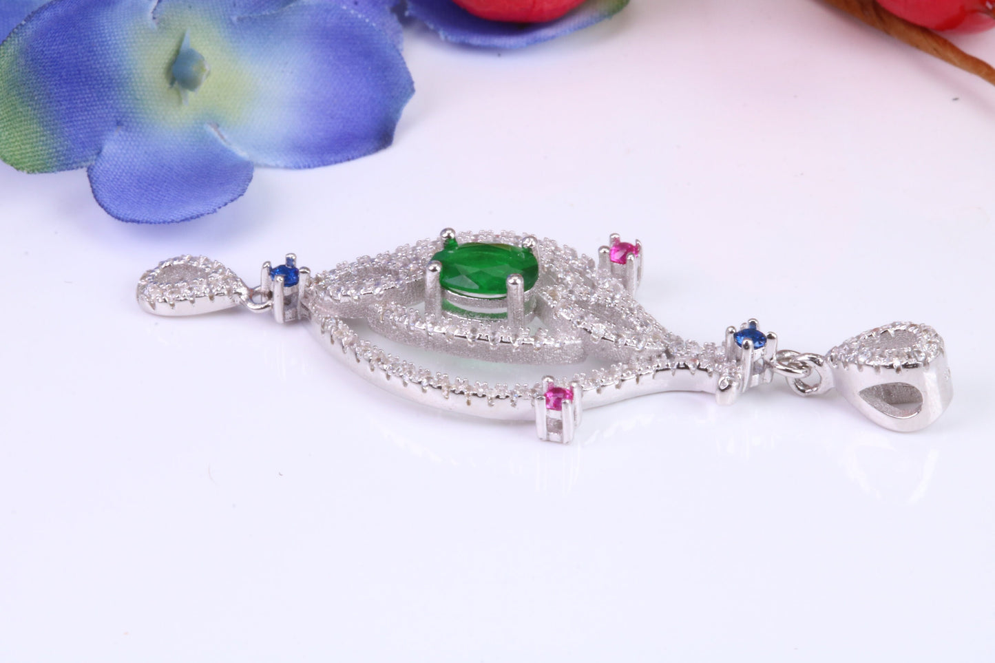 Large Dressy Sterling Silver C Z set Necklace