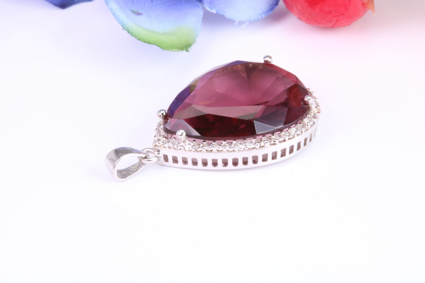 Real Amethyst set Large Sterling Silver Dressy Pendant