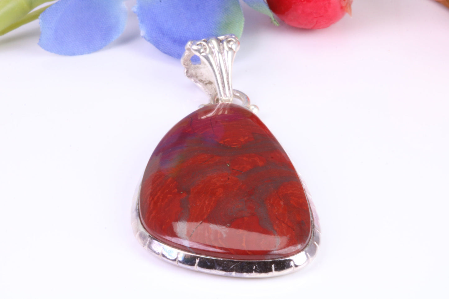 Large Red Jasper set Pendant set in Sterling Silver