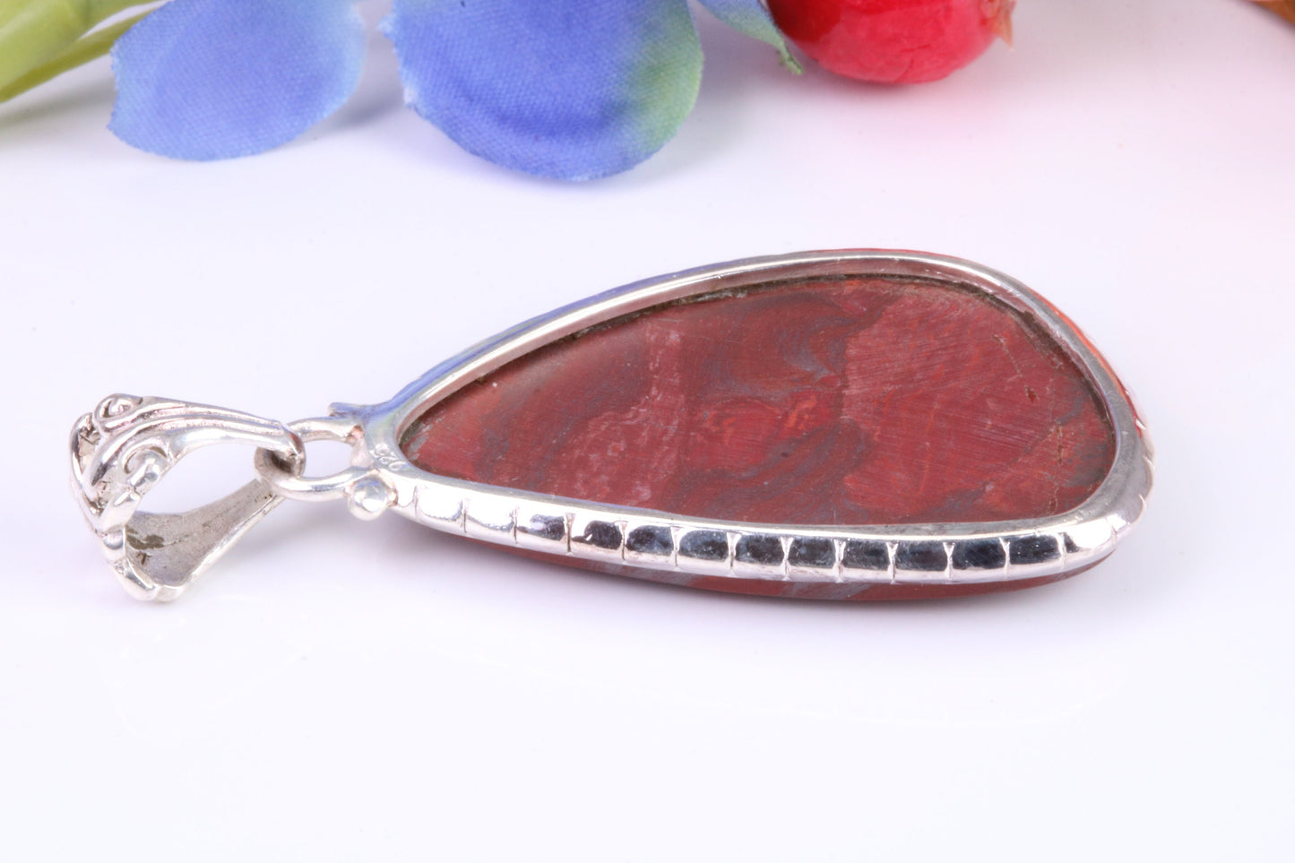 Large Red Jasper set Pendant set in Sterling Silver