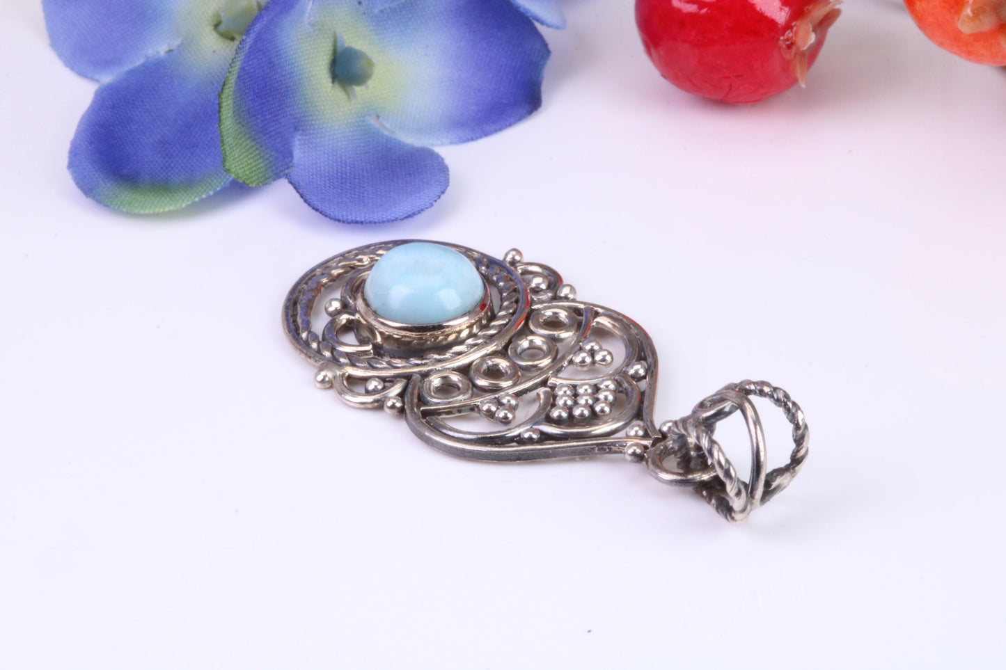 Blue Agate Necklace set in Sterling Silver