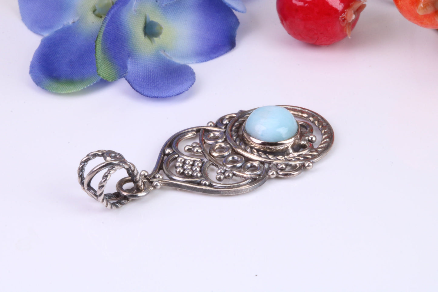 Blue Agate Necklace set in Sterling Silver