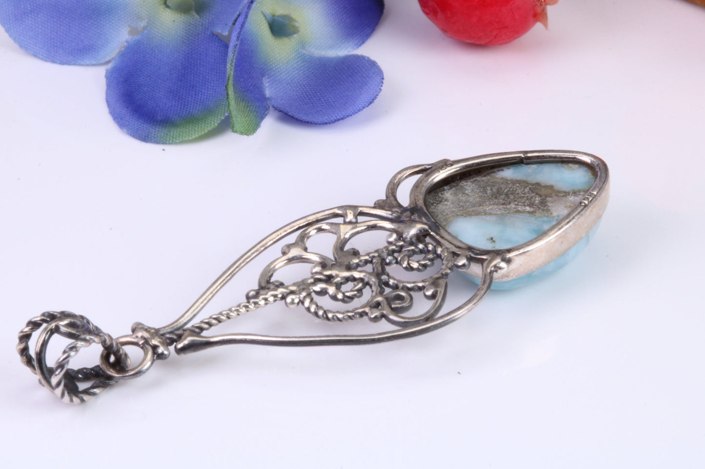 Sterling Silver Blue Agate Pendant