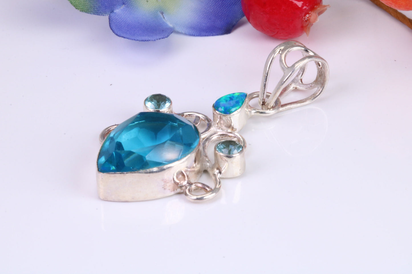 Sterling Silver Topaz and Opal Necklace