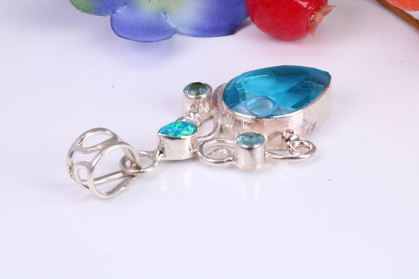 Sterling Silver Topaz and Opal Necklace