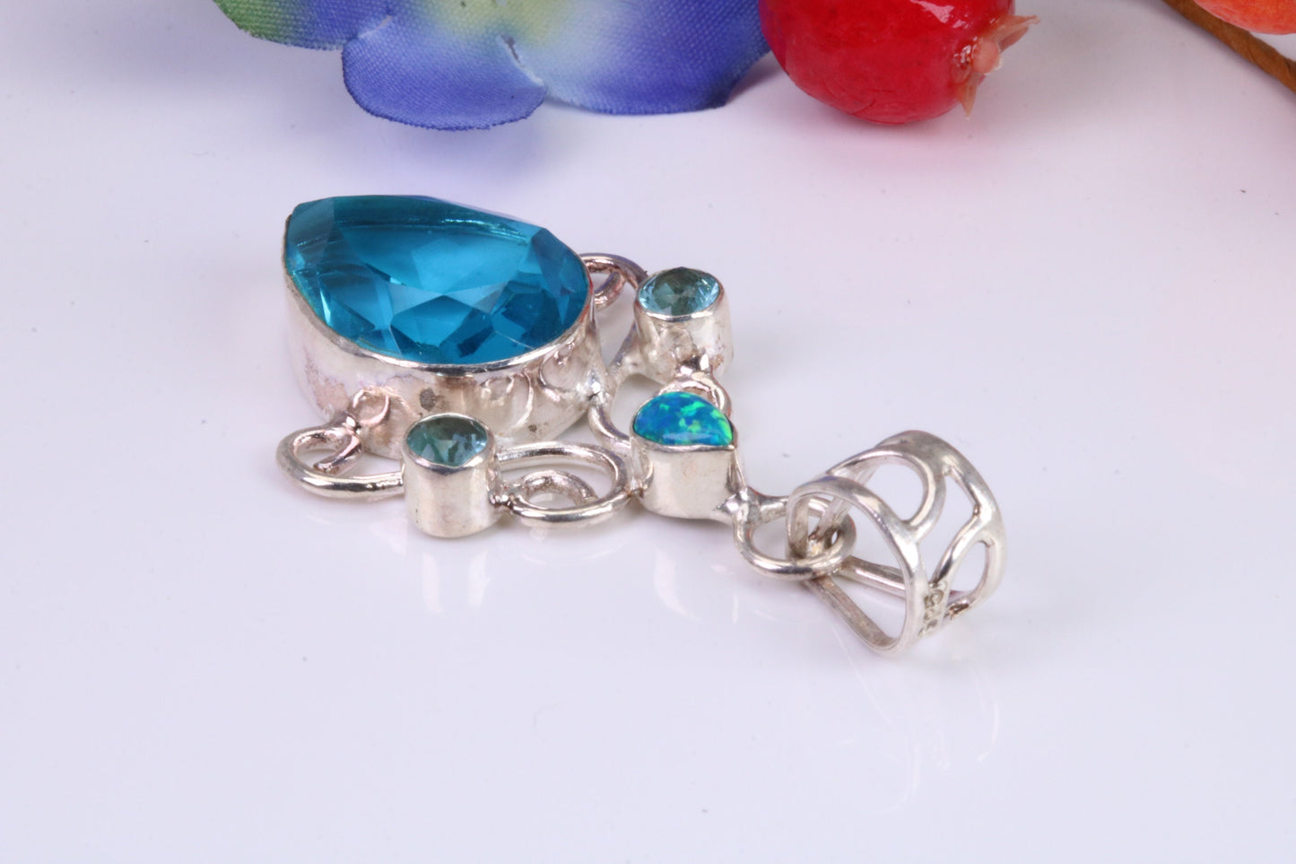 Sterling Silver Topaz and Opal Necklace