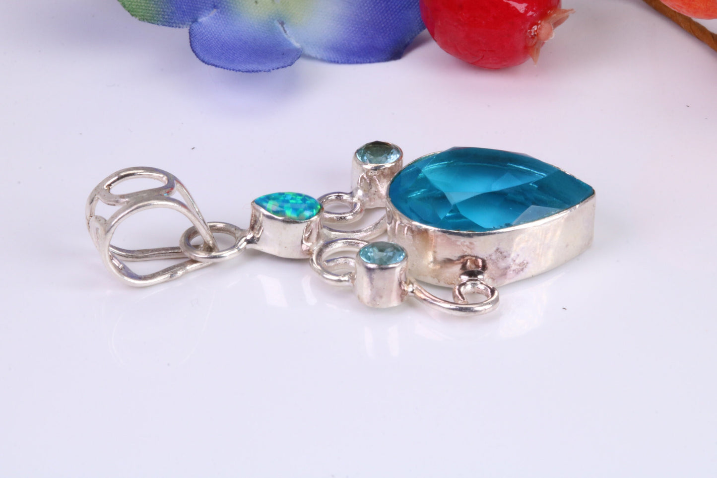 Sterling Silver Topaz and Opal Pendant