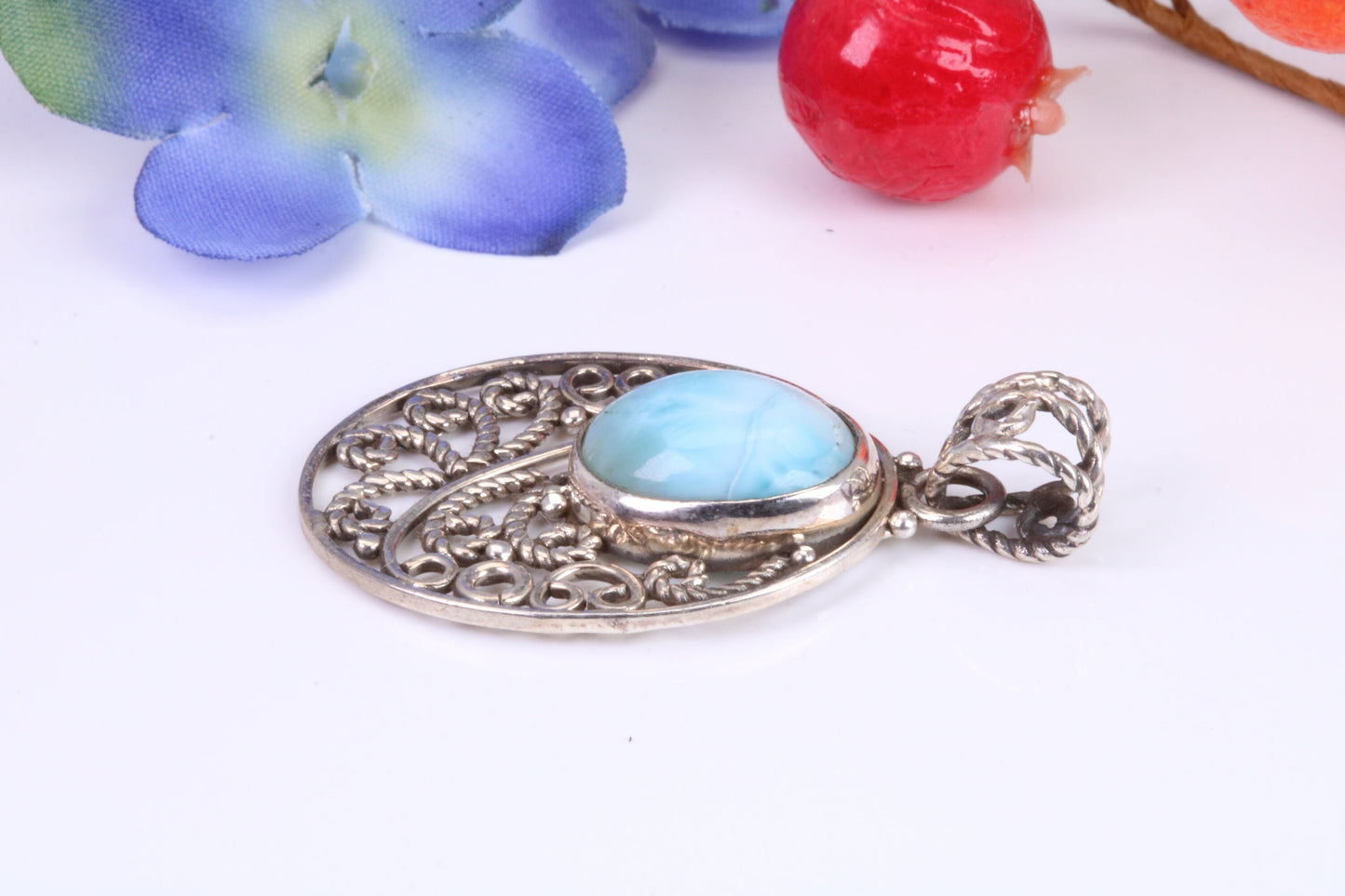 Sterling Silver Blue Agate set Pendant