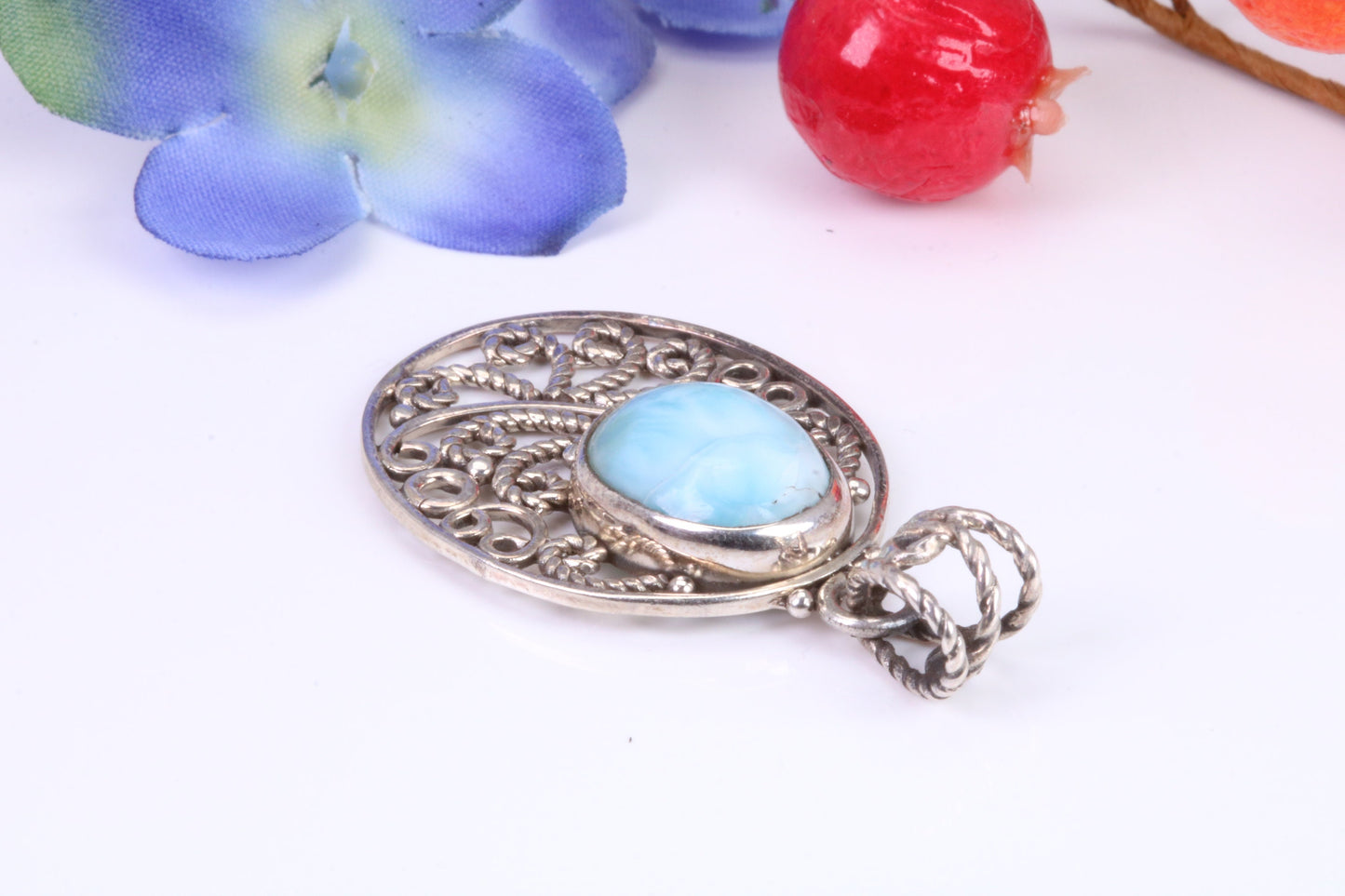 Sterling Silver Blue Agate set Pendant
