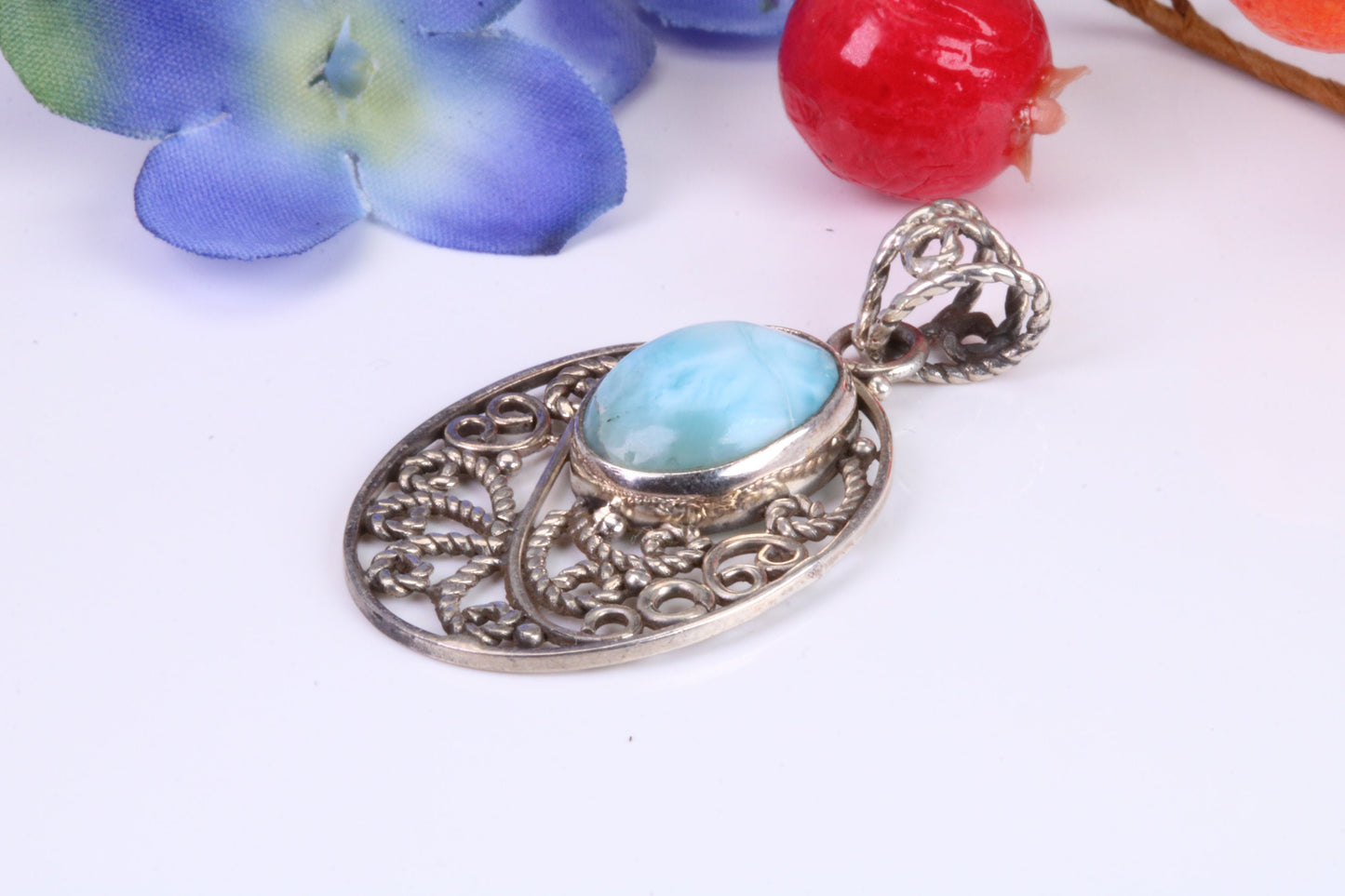 Sterling Silver Blue Agate set Pendant