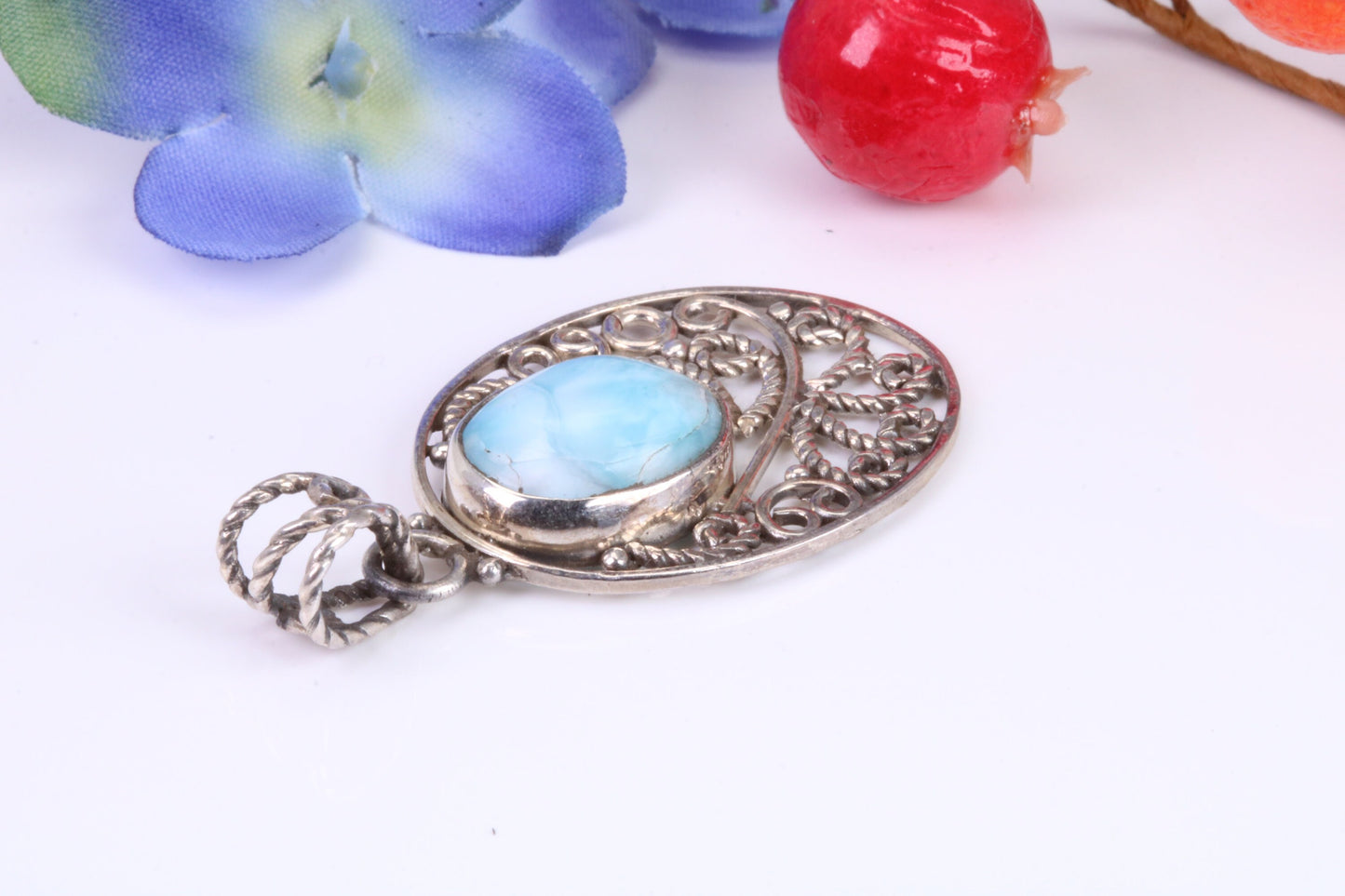 Sterling Silver Blue Agate set Pendant