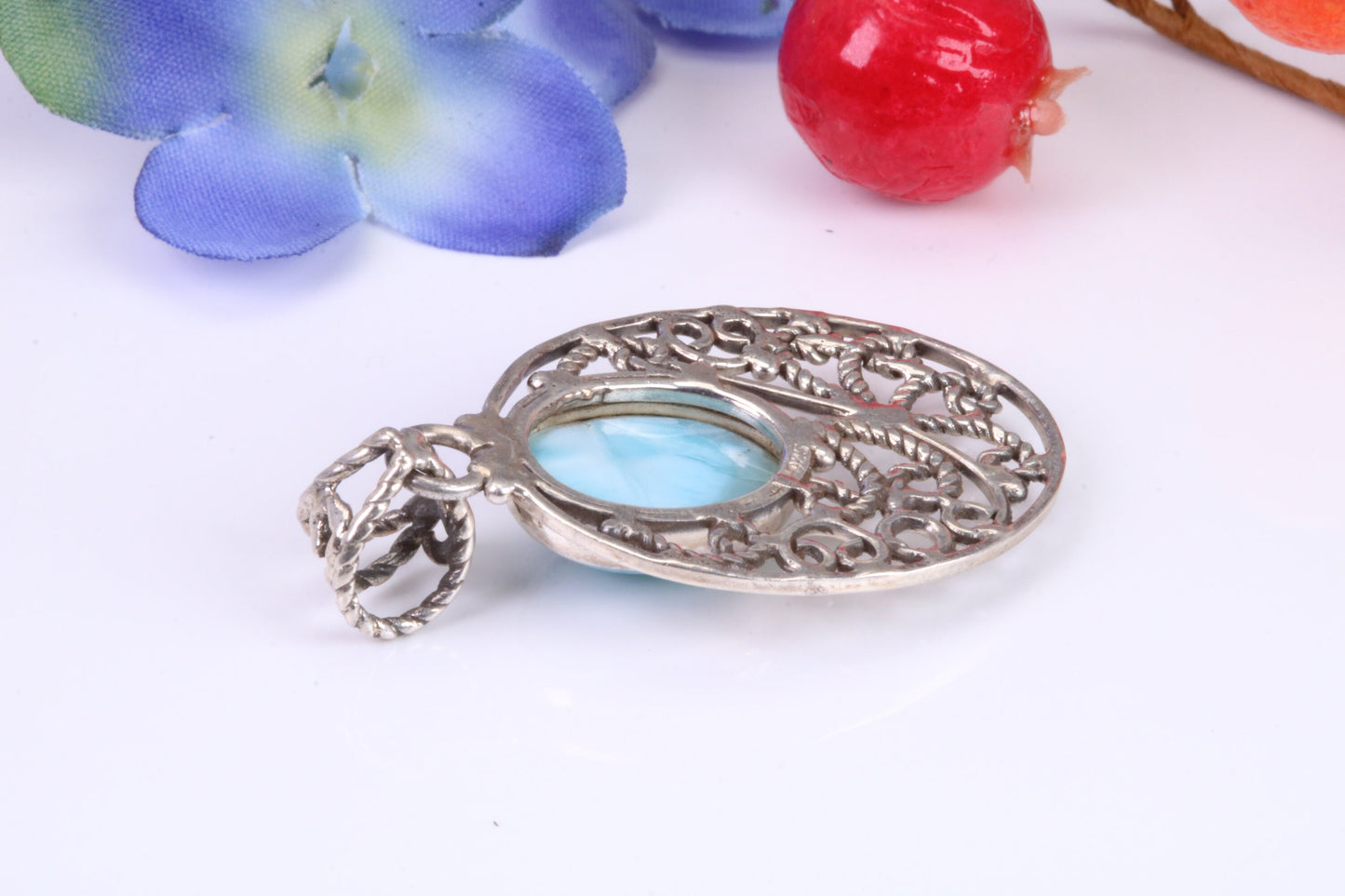 Sterling Silver Blue Agate set Pendant