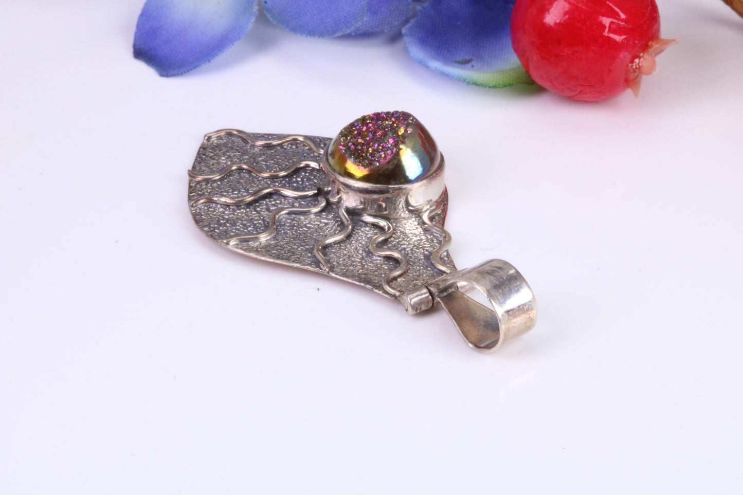 Real Amethyst Crystal Pendant in Sterling Silver