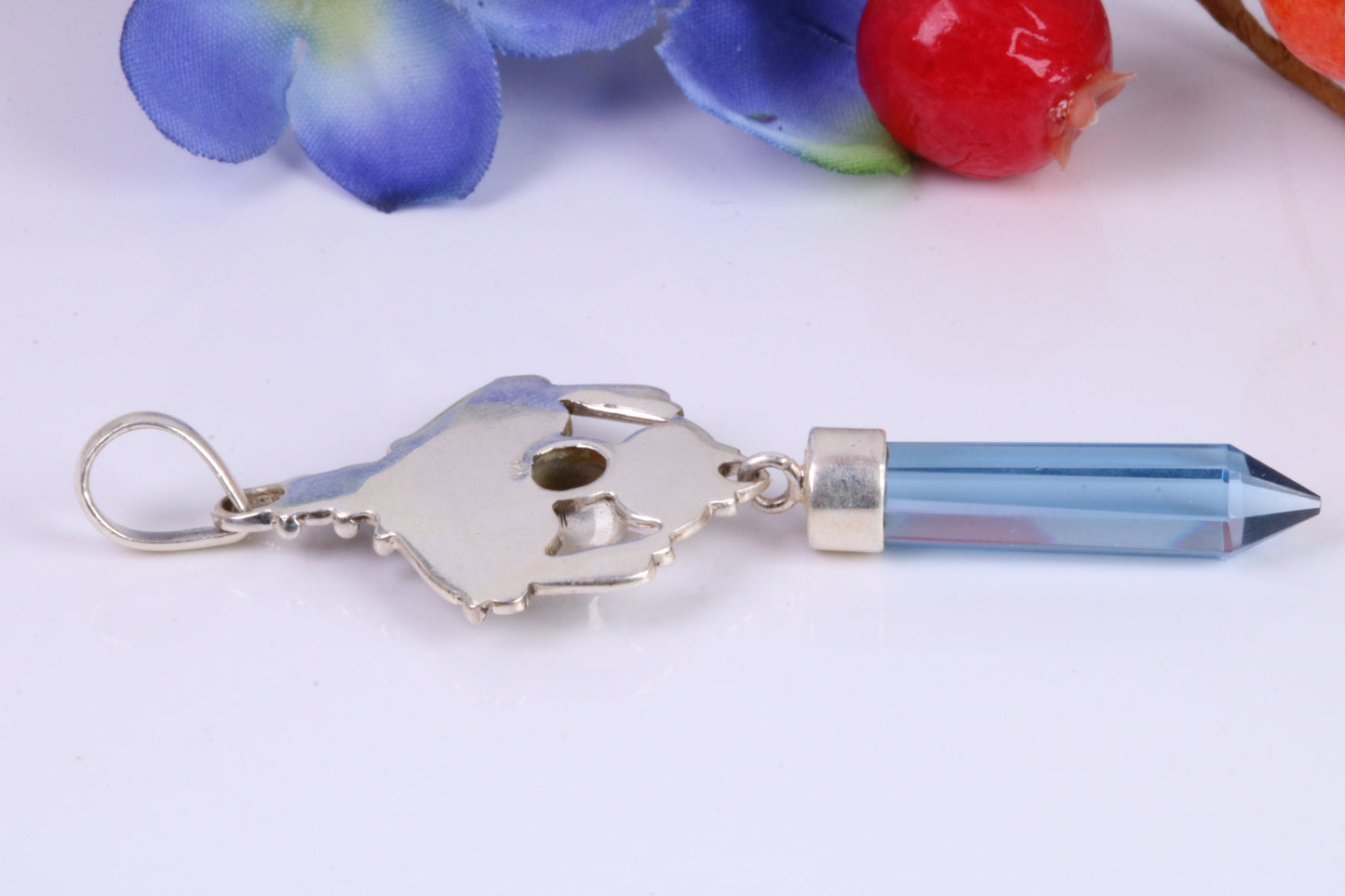 Blue Topaz and Amethyst set Sterling Silver Pendant