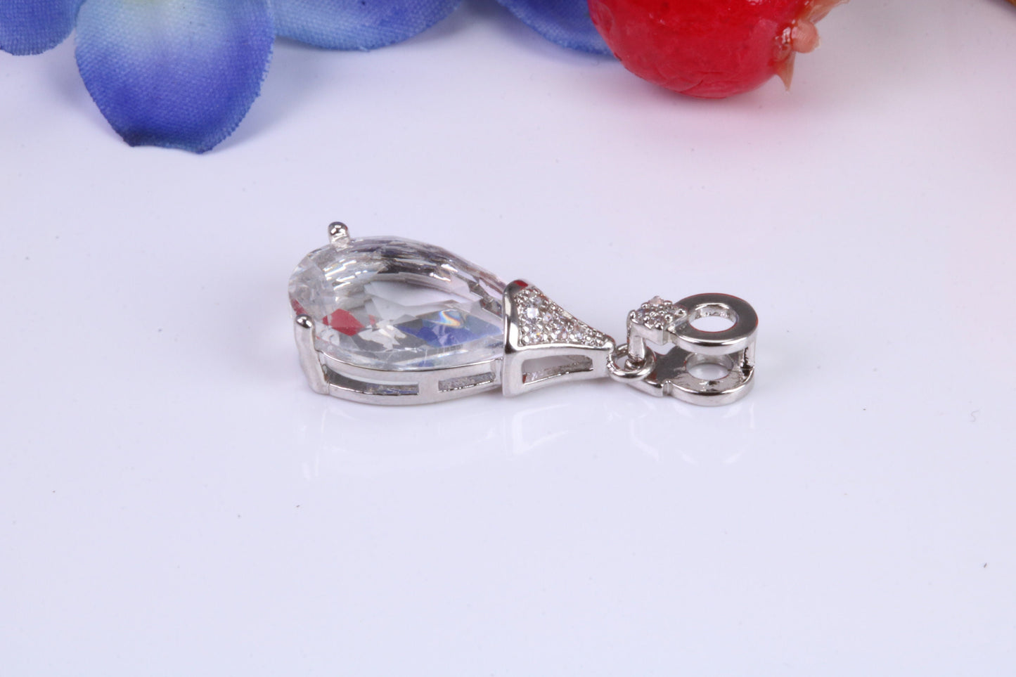 Natural White Topaz and C Z set Sterling Silver Pendant