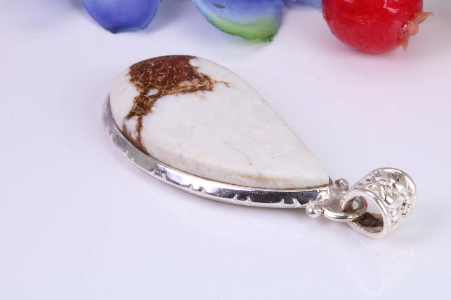 Large White Wild Horse Magnesite Necklace set in Sterling Silver