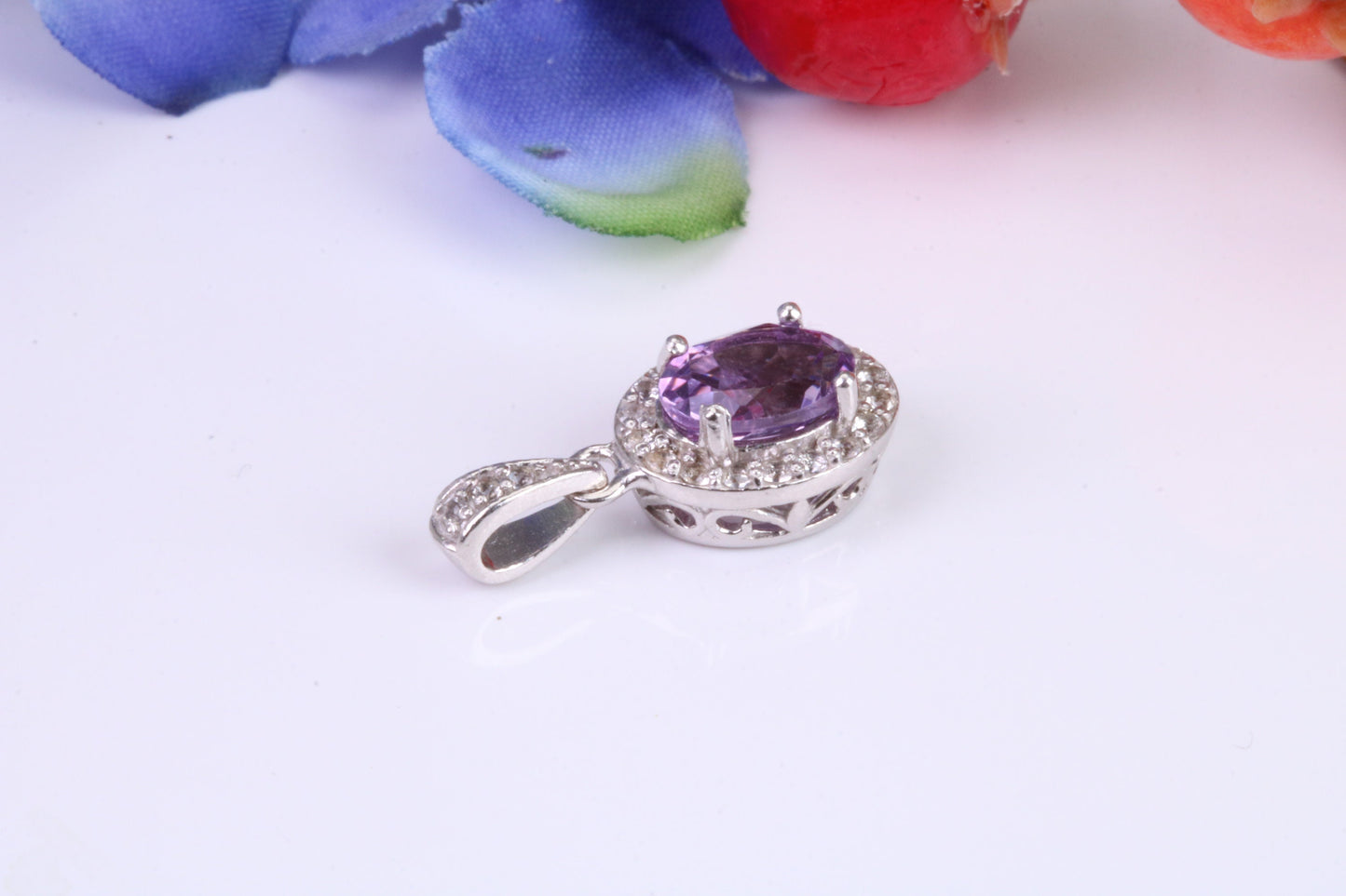 Dressy Sterling Silver Amethyst and C Z set Pendant