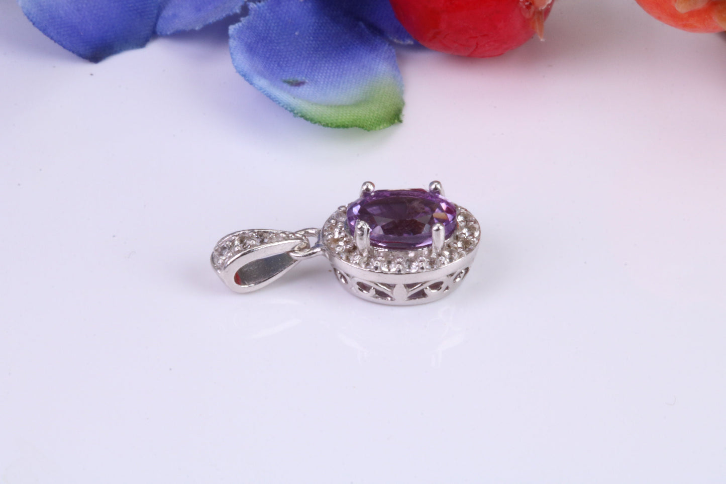 Dressy Sterling Silver Amethyst and C Z set Pendant