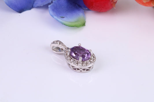 Dressy Sterling Silver Amethyst and C Z set Pendant